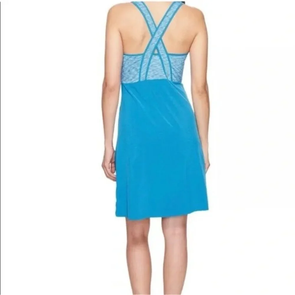 Smartwool Willow Lake Glacial Blue Merino Wool Bodice Cross Back Dress - Picture 9 of 9